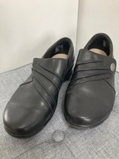 Clarks Ladies Shoes Size 4 EE Wide 37 Black Smart Work Low Heel Trouser