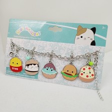 Squishmallows Interchangeable Charm Bracelet Set Food Charms Silver Tone on Card