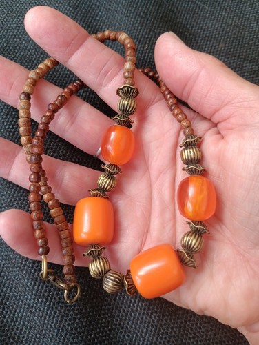 African amber beaded necklace - african,