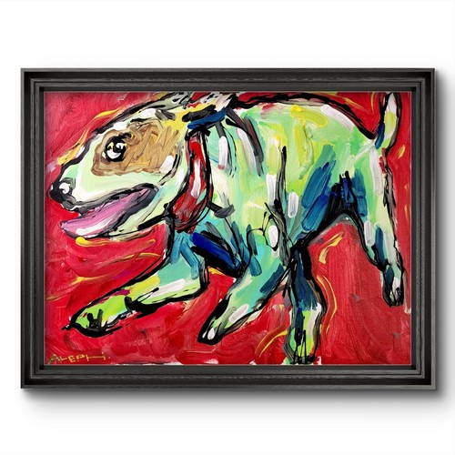 Aleph hand painted dog 16x12 - hand,