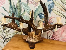 Antique Scandinavian Reindeer Antler Candlestick Unique Rustic Christmas Decor