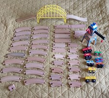 Large Wooden Train Set Bundle Compatible with Brio With Bridge And Crane
