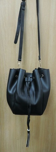 Justfab black pvc bucket bag - justfab,
