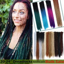 24" Dreadlock Hair Extensions Single Ended Twist Crochet Braids Dreads 5 Packs 9