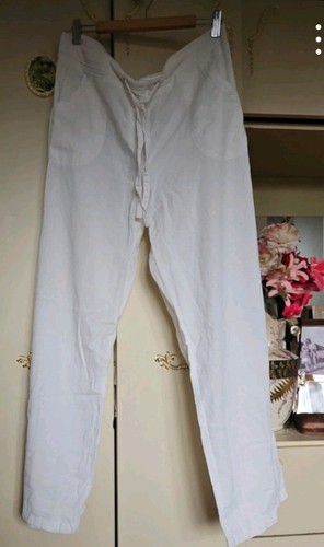 White linen blend trousers - white,