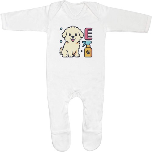 Happy dog grooming - dog, baby