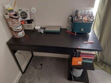 IKEA Black Desk with Drawer and Side Storage