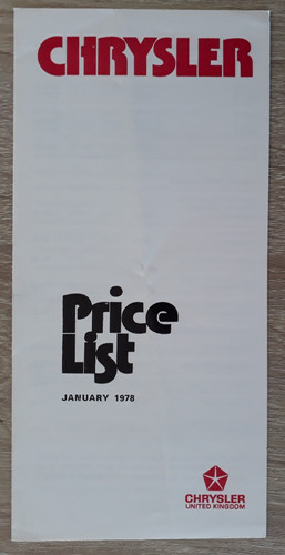 Chrysler range price list - chrysler,