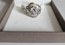 STERLING SILVER ring size P QVC cubic zirconia stamped 925 costume cocktail