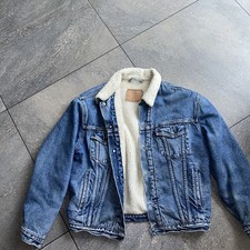 Levi 501 Faux Fur Lined Jean Jacket Medium - Blue With 4 Pockets