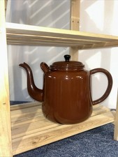 Vintage Enamelled Teapot/ Kettle Brown VGC Stage Theatre Film Props
