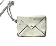 Antique Adie & Lovekin Sterling Silver Opening Envelope Pendant Necklace