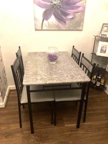 Set grey marble dining - 5,