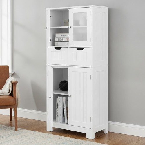 Bathroom floor cabinet white - bathroom,
