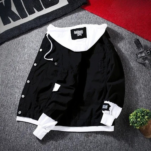 Men denim patchwork baseball - men's,