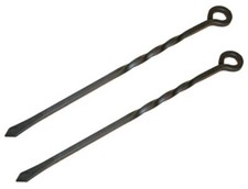 2X Black Cast Iron Poker