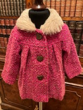 Baby K by Myleene Klass Fuschia Pink Wool Coat with Fur Collar - 9-12 Months