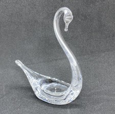 Vintage Hand Made Art Glass Swan Clear