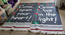 2 VINTAGE CHURCH BANNERS