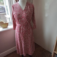 Eastex Dress Size 16. Red And White Floral. Faux Wrap Top. Jersey Feel.  Lined