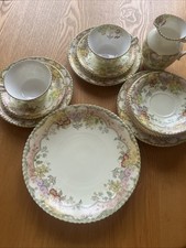 Collection Pretty Samuel Radford China Cake, Tea Plates Cups Saucers Jug