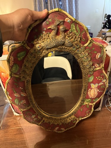 Hand painted peacock - hand, mirror
