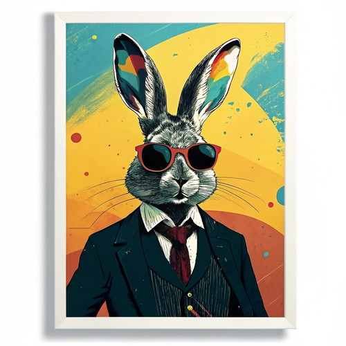 Pop art rabbit suit - art,