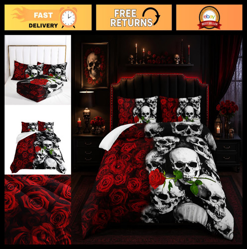 Gothic skull bedding - skull, king