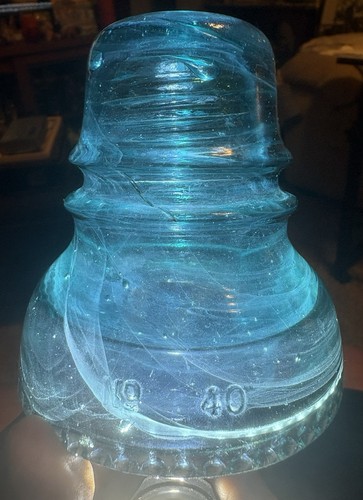 Milky aqua hemingray glass - aqua,