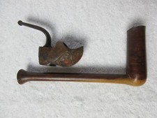 2x Carved Wooden Pipes:  Xhosa Inqawe Pipe. South Africa & Novelty Clog