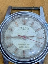 Vintage Swiss Made Tegrov 17 Jewels Mechanical Gents Watch Head - Working