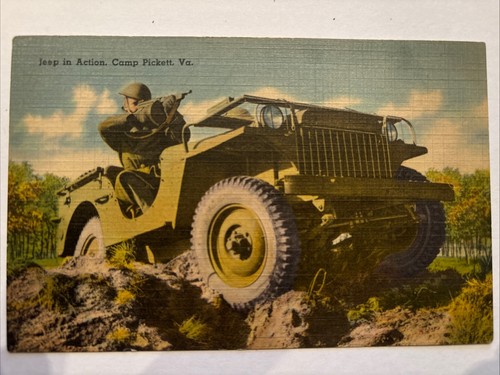 Vintage linen jeep action - vintage,