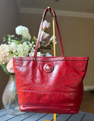 Coach red patent leather - red,