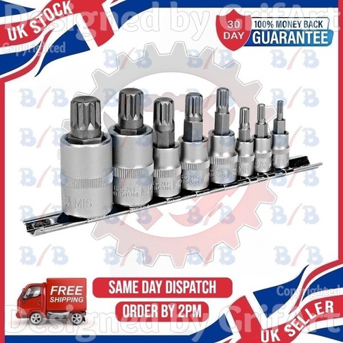 8pc 12pt spline bit - socket, set
