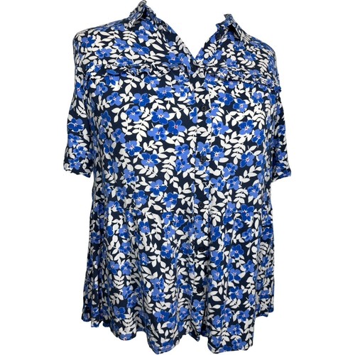 Blue floral button up - f&f,