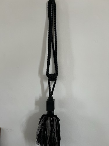 Large black tassel curtain - black, tie