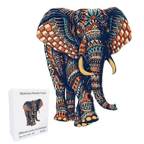 Unique elephant wooden puzzle - unique,