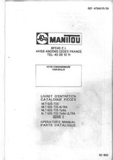 MANITOU MANISCOPIC TELEHANDLER MLT 626 725 TURBO ULTRA OPERATORS & PARTS MANUAL