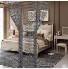 VeYocilk Fly Screen Chains for Doors Grey 100 × 210cm Chain Curtain Aluminum 