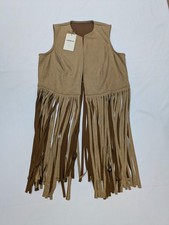 Plus Size Brown Suede tassel waistcoat 
