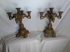 Chrisdon Resin 5-Arm Candle Holders Set of 2 Acanthus Leaves Design Candelabras