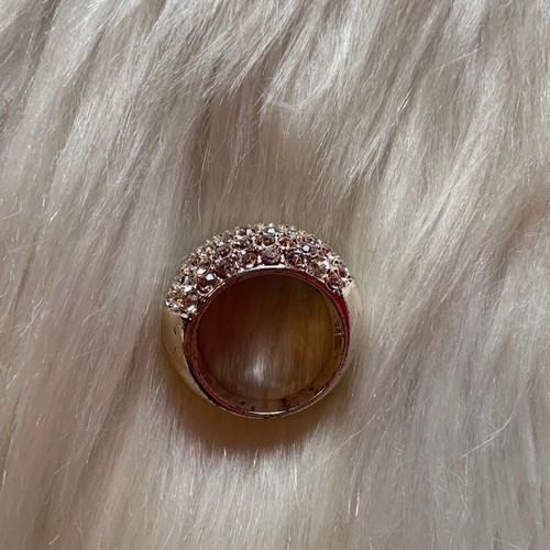 Silver metal diamanté ring - silver,