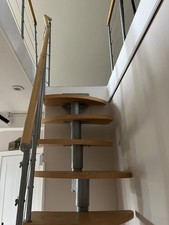 Modular Staircase Space Saver Spiral Loft Stairs Beech Grey Metal