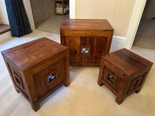 Immaculate Nest 3 Tables Dark Solid Sheesham Wood