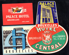 vintage Luggage  labels  lot  HOTEL  Bruxelles