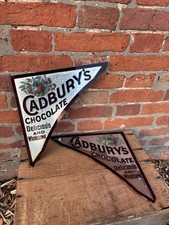 Rare Cadburys Chocolate Glass Corner Signs