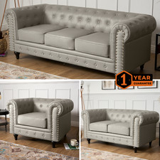 Chesterfield sofa suite grey - sofa,