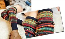 Winter Multicoloured Wool Knitted Socks Women Leg Warmer Gifts Crochet Leggings