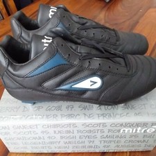 Mitre Italia F5804 Rugby Boots Mid Cut Retro Vintage Black/Blue White New