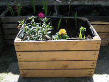 1 x PLANTER VINTAGE RUSTIC FRENCH WOODEN APPLE CRATE GARDEN TROUGH NATURAL 